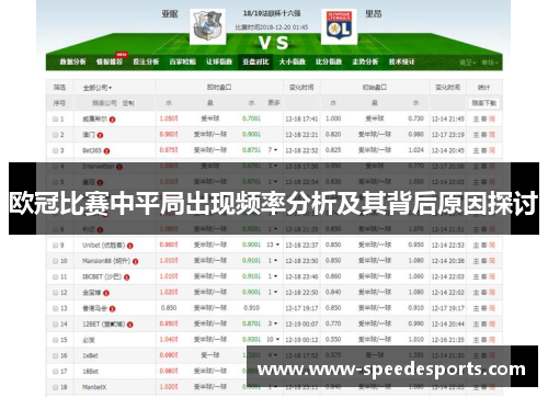 欧冠比赛中平局出现频率分析及其背后原因探讨